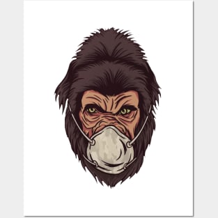 Gorilla With Face Mask Posters and Art